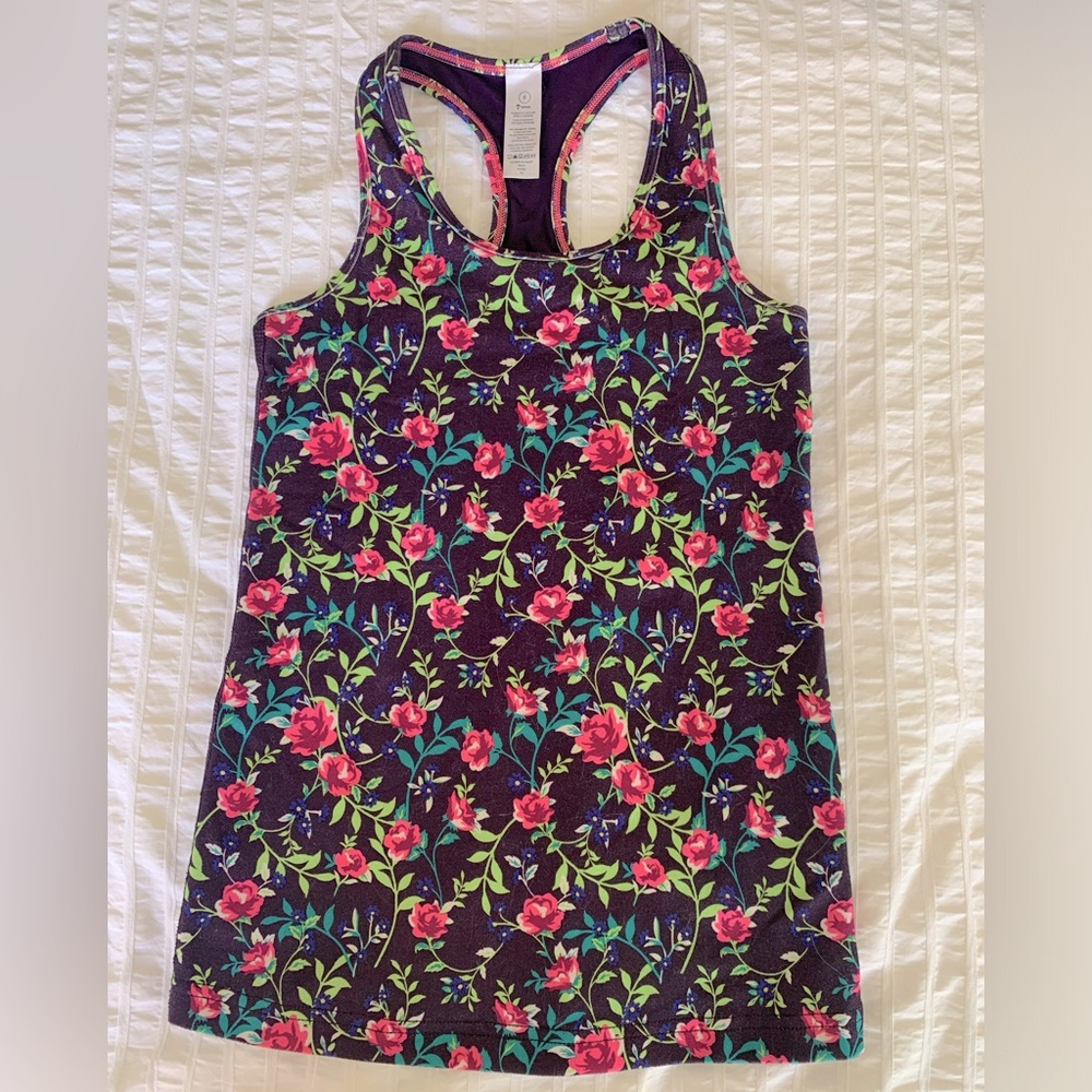 Ivivva rose print tank top sz 8 girls